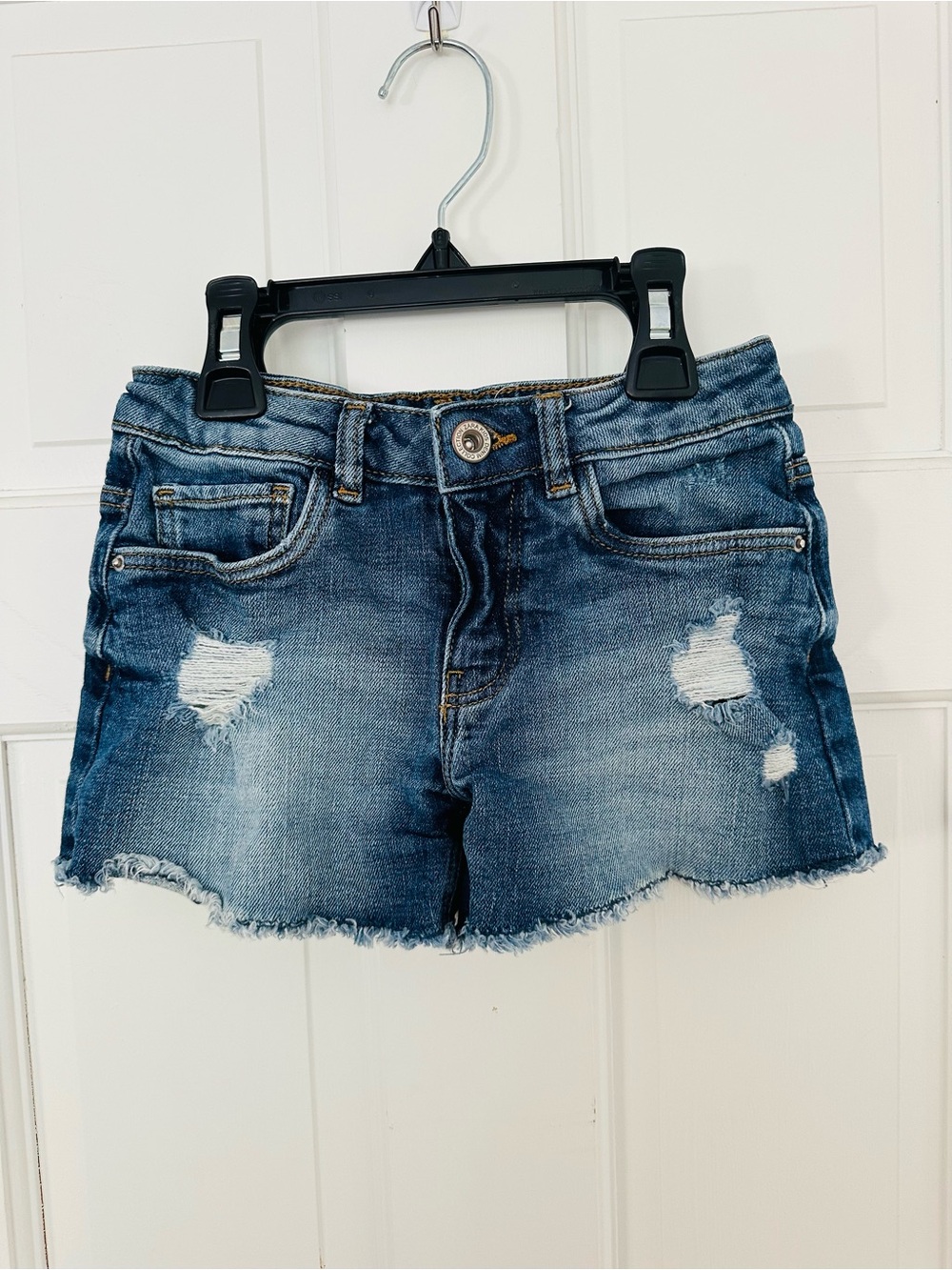 Zara Girls Blue Distressed Cutoff Denim Shorts Sz 7